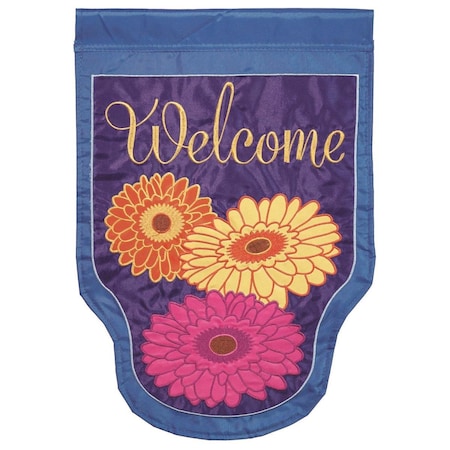 29 X 42 In Double Applique Gerbers Welcome Polyester Garden Flag Large
